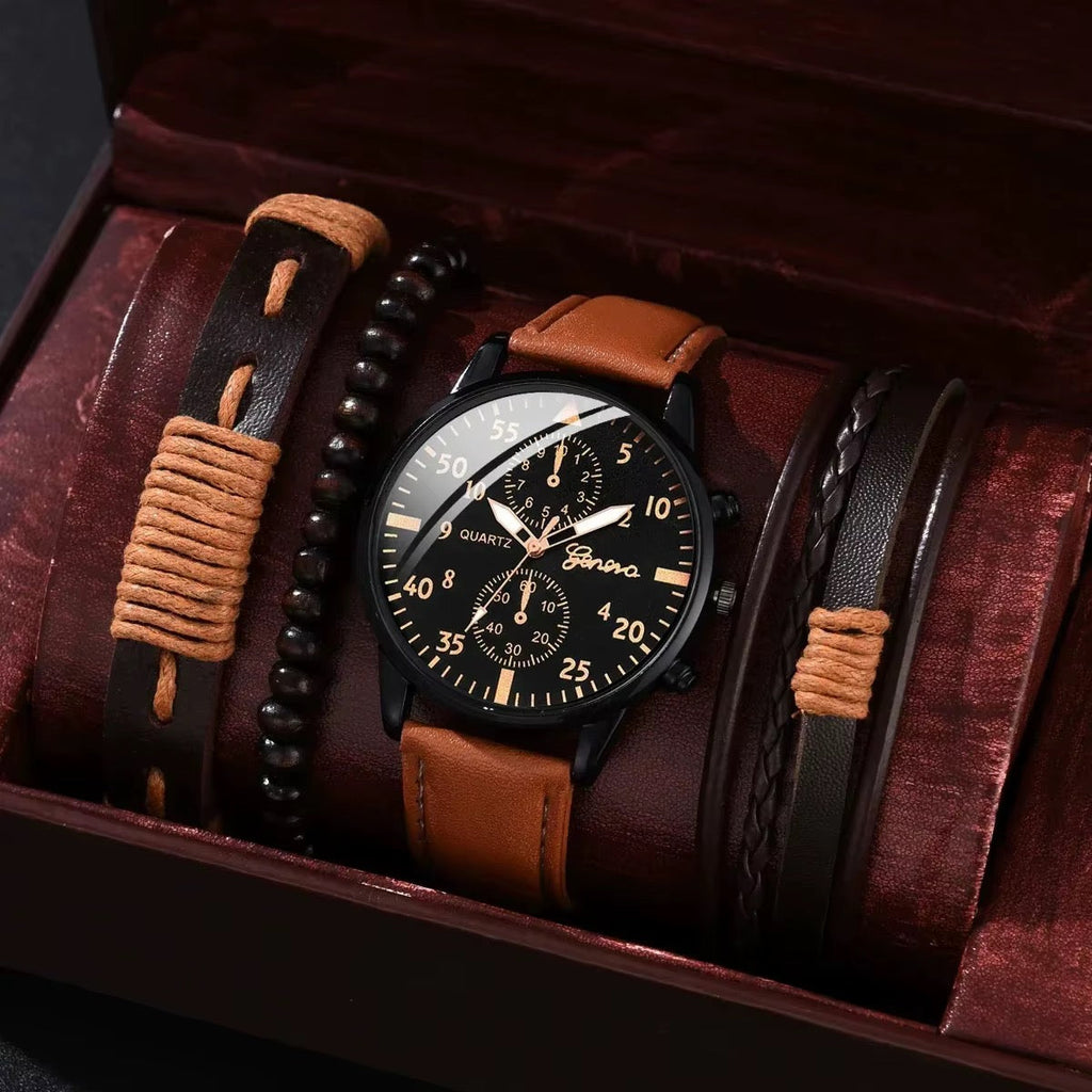 KACL | Coffret Cadeau Homme — Montre Geneva + 3 Bracelets