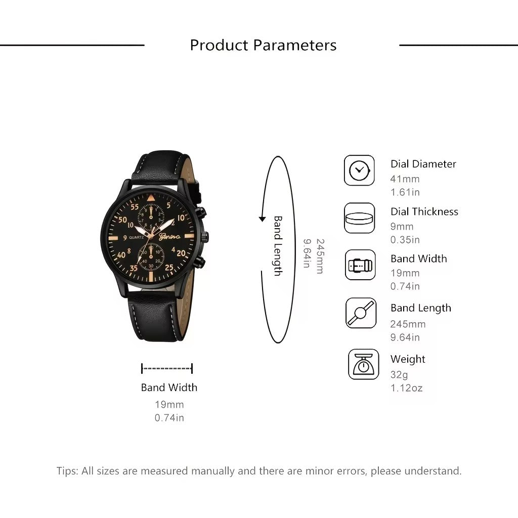 KACL | Coffret Cadeau Homme — Montre Geneva + 3 Bracelets