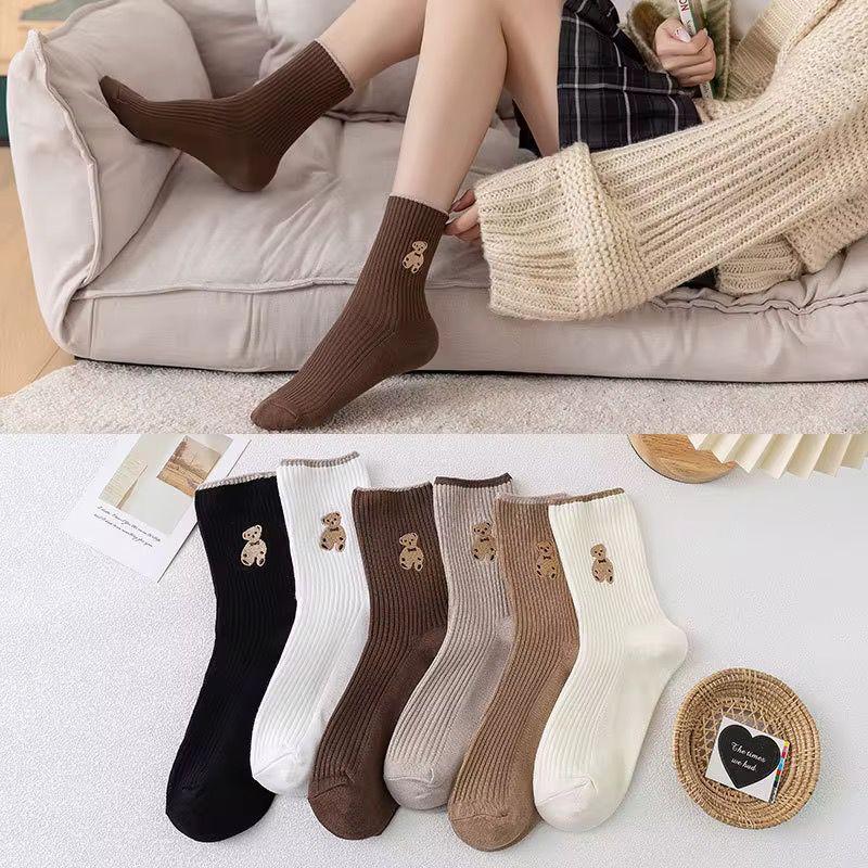 KACL | Chaussettes Mi-Longues Motif Ours | Kawaii, Fun & Confortables