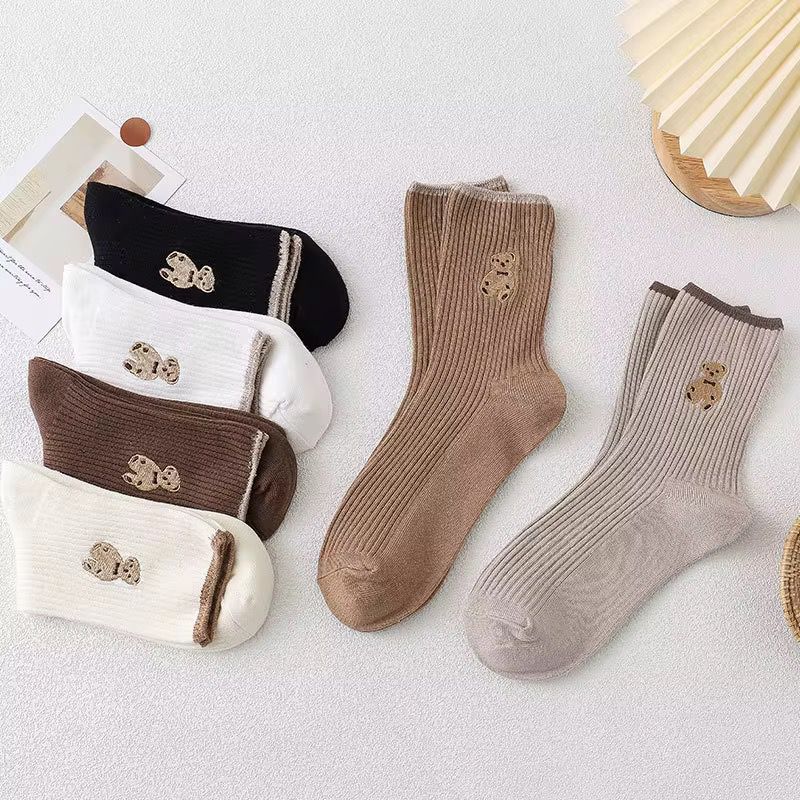 KACL | Chaussettes Mi-Longues Motif Ours | Kawaii, Fun & Confortables