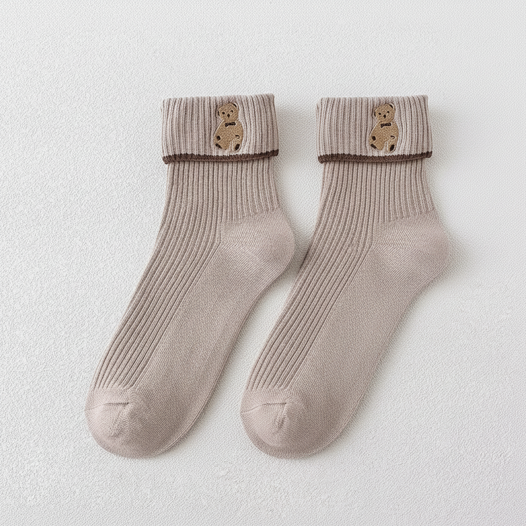 KACL | Chaussettes Mi-Longues Motif Ours | Kawaii, Fun & Confortables